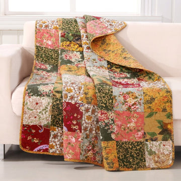 Siabia 100% Cotton Quilted Chic Throw